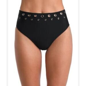 L'Agence Vanessa Grommet High Waisted Bikini Bottom Black Women's Size XS NWT